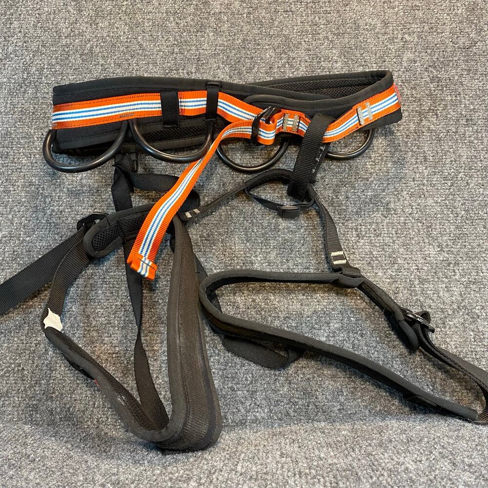 Ocun Adjustable Climbing Harness for Sport Rock Ice Climbing Large Black Orange
